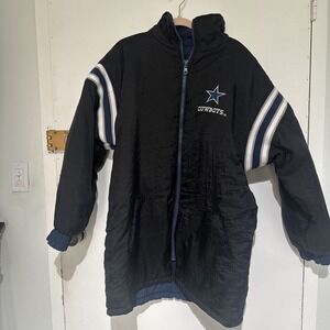 Vintage Dallas Cowboys Pro Player L Reversible Jacket  Black Blue NFL Experience